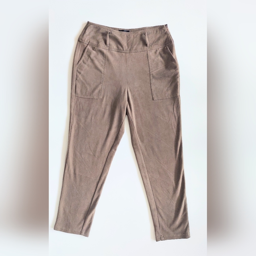 Vici Fate High Rise Faux Suede Pants Stretch Skinny Pants Taupe Size Medium